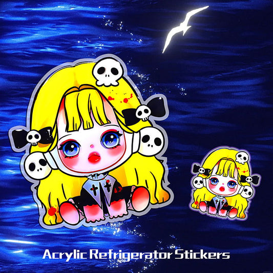 Little Skull Girl Fridge Stickers - m bling bling